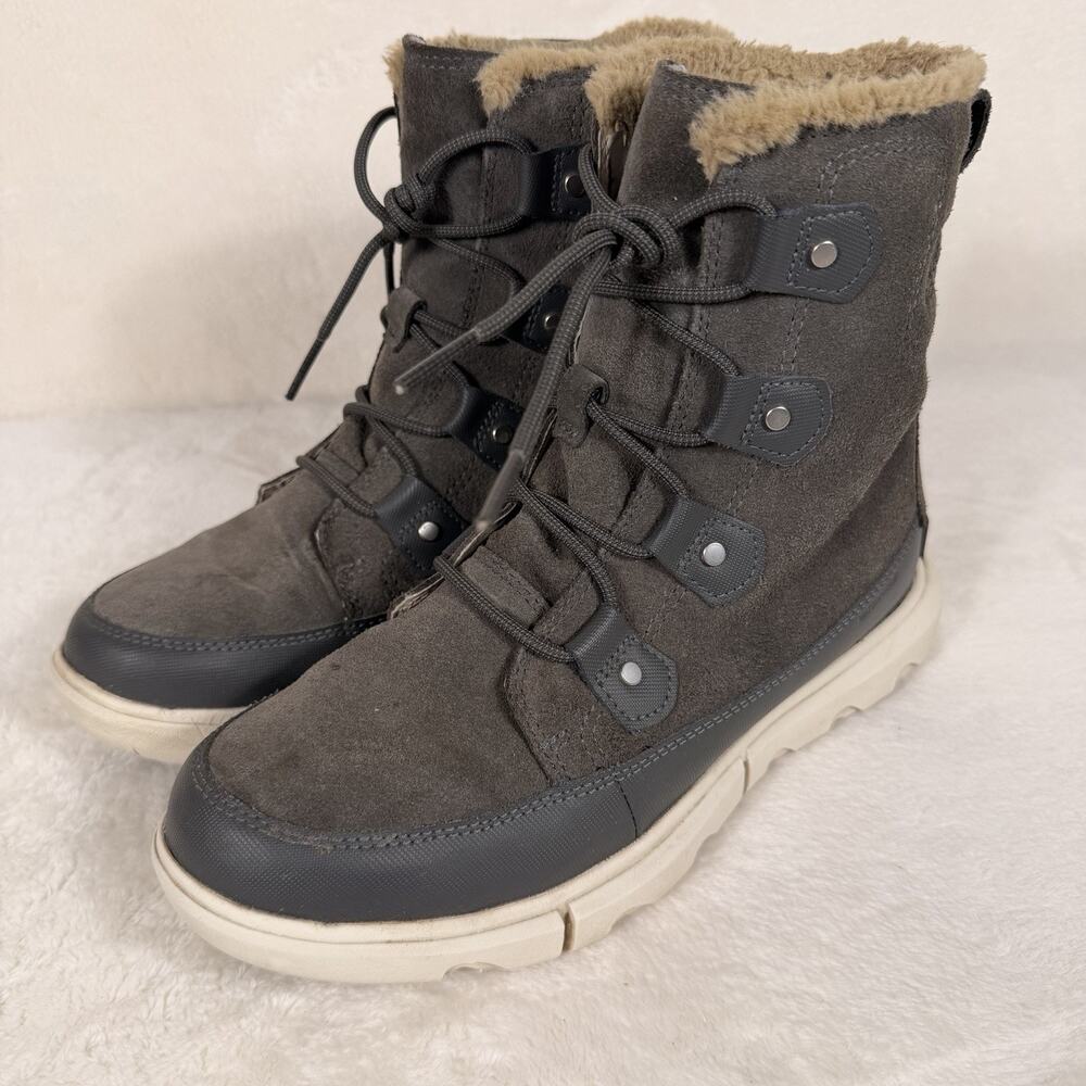 Sorel Explorer II Joan Women’s Size 10 Gray Suede Waterproof Winter Boots